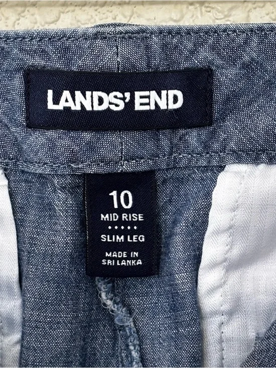 Lands’ End Mid Rise Slim leg 100% cotton flat front pants. Women’s 10 - Picture 3 of 5